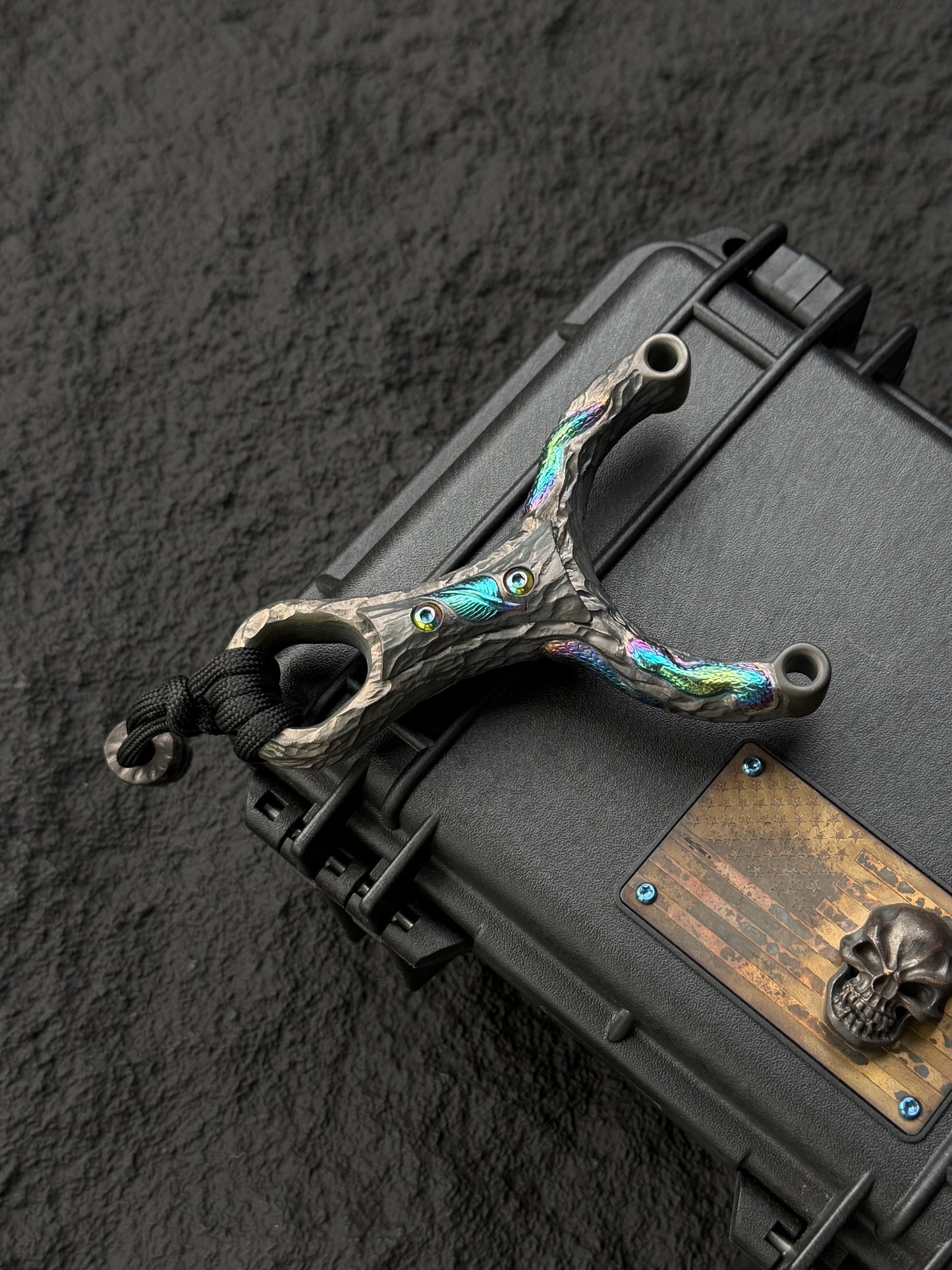 Timber Serpent One-Off Tang Zuo Series Hand-Carved Custom Titanium Slingshot