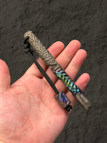 Tang Zuo One-Off  Hundred Corrosion | Hand-Carved Custom Titanium EDC Tactical Kubaton