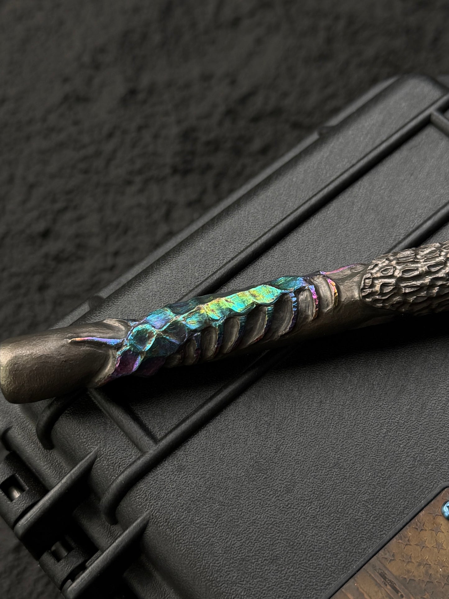 Tang Zuo One-Off  Hundred Corrosion | Hand-Carved Custom Titanium EDC Tactical Kubaton