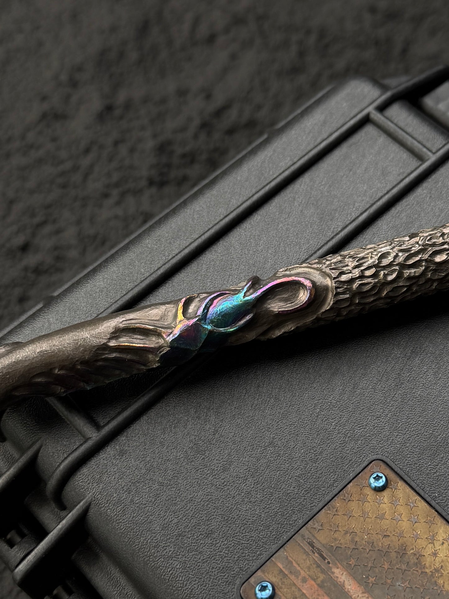 Tang Zuo One-Off  Hundred Corrosion | Hand-Carved Custom Titanium EDC Tactical Kubaton