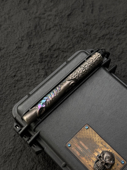Tang Zuo One-Off  Hundred Corrosion | Hand-Carved Custom Titanium EDC Tactical Kubaton