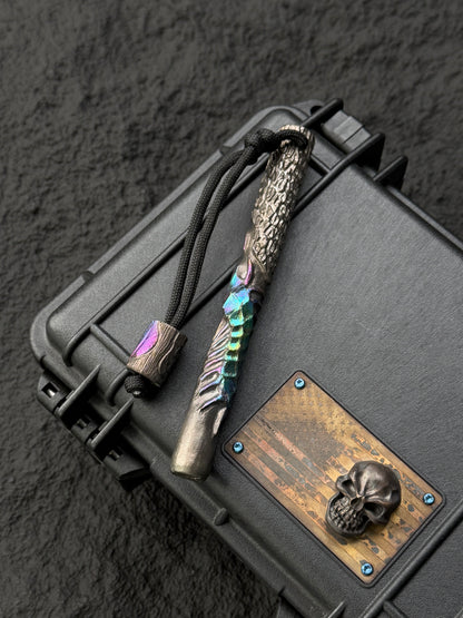 Tang Zuo One-Off  Hundred Corrosion | Hand-Carved Custom Titanium EDC Tactical Kubaton