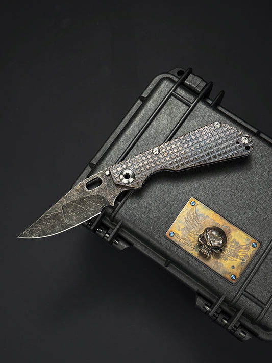 Lava-Carved One-Off | Strider Knives × Monkey Collab – Mike Signed SNG w/ Frag Pattern Titanium Handle