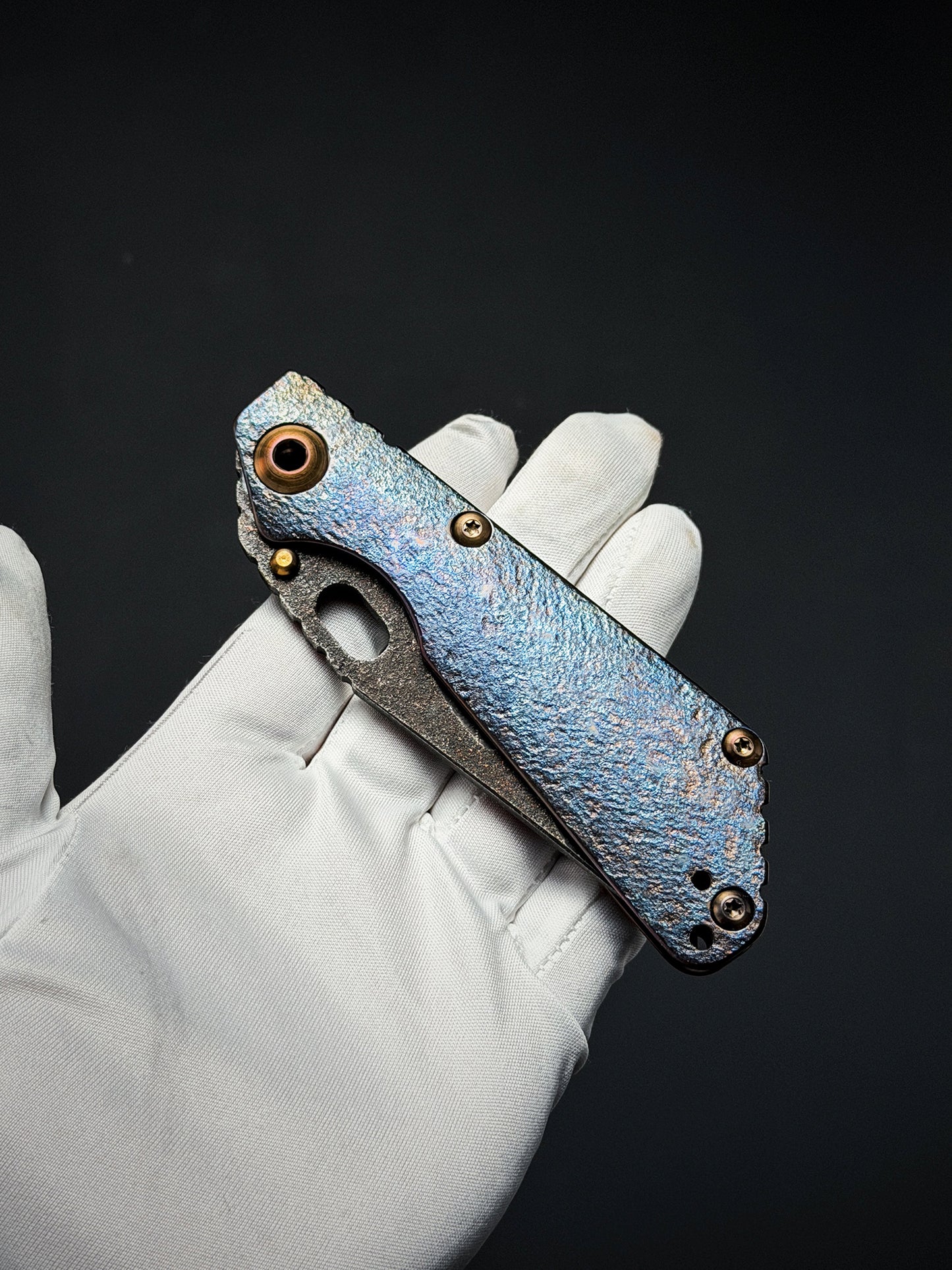 Lava-Carved One-Off | Strider Knives Mike Signed SNG w/ Frag Pattern Titanium Handle