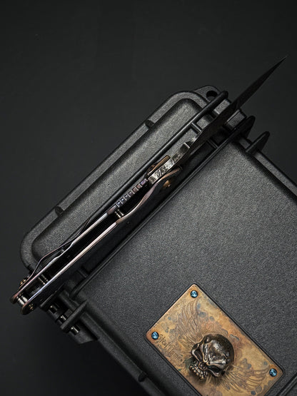 Lava-Carved One-Off | Strider Knives Mike Signed SNG w/ Frag Pattern Titanium Handle