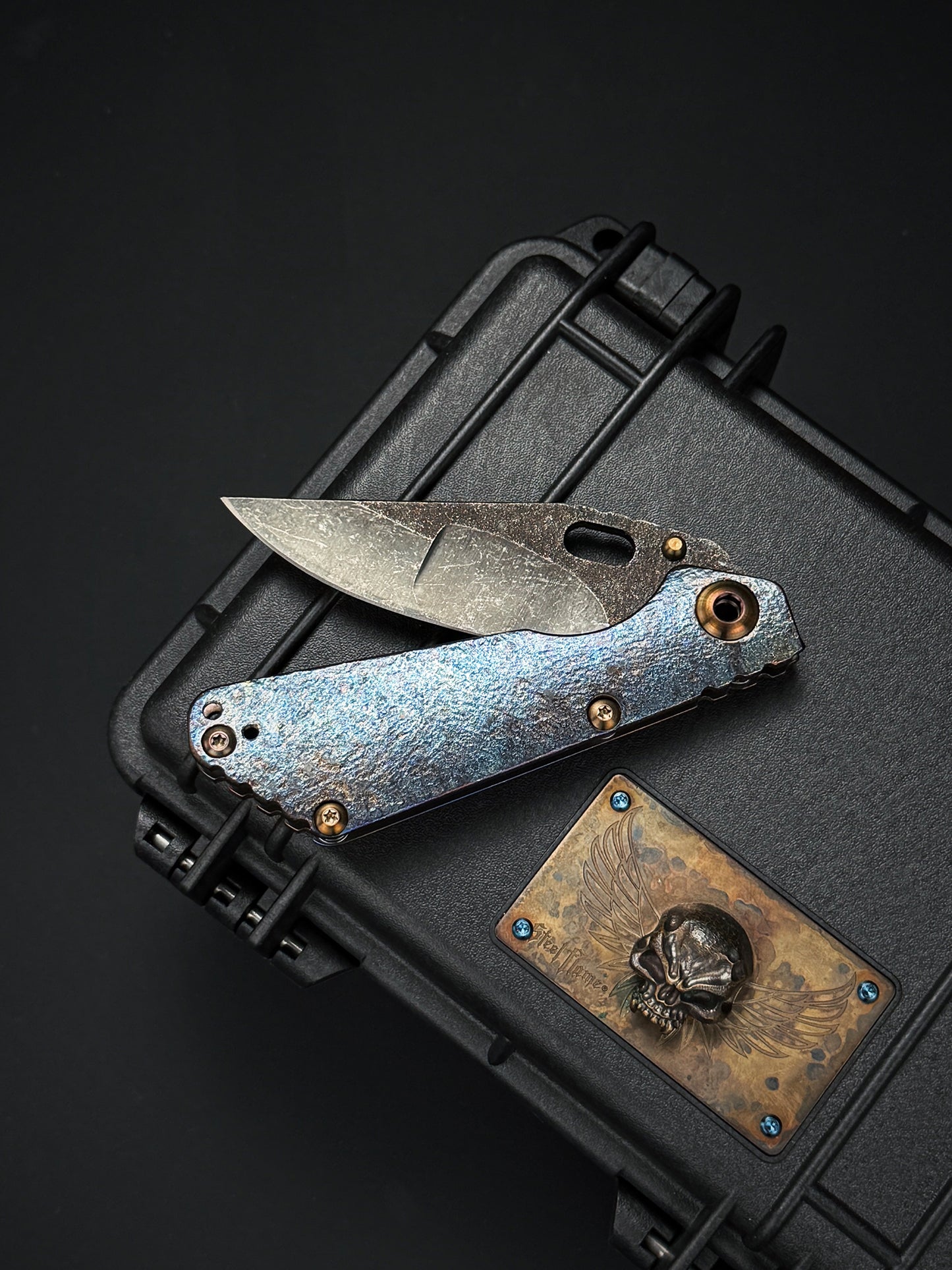 Lava-Carved One-Off | Strider Knives Mike Signed SNG w/ Frag Pattern Titanium Handle