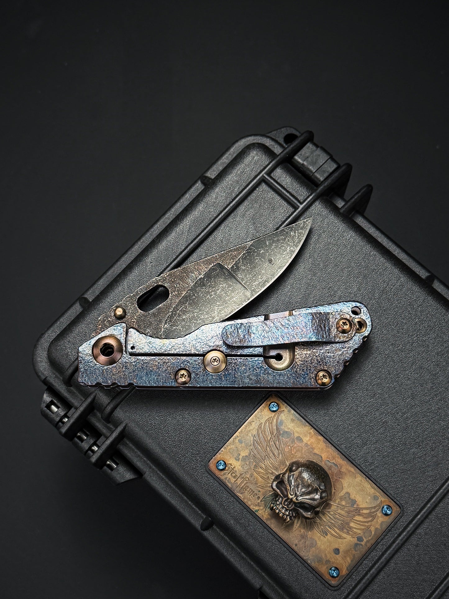 Lava-Carved One-Off | Strider Knives Mike Signed SNG w/ Frag Pattern Titanium Handle
