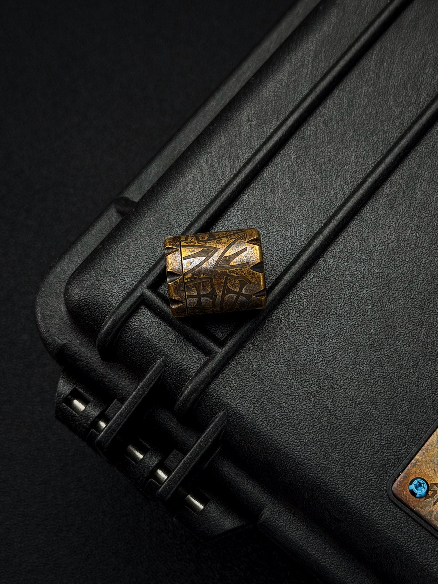 Rare Vintage Steel Flame Bronze Full Shield EDC Bead