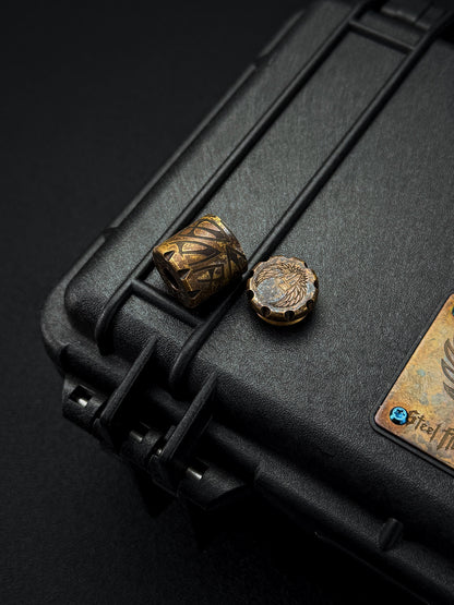 Rare Vintage Steel Flame Bronze Full Shield EDC Bead