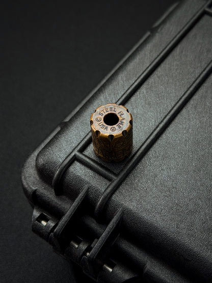 Rare Vintage Steel Flame Bronze Full Shield EDC Bead