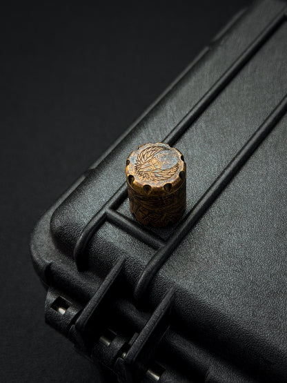 Rare Vintage Steel Flame Bronze Full Shield EDC Bead