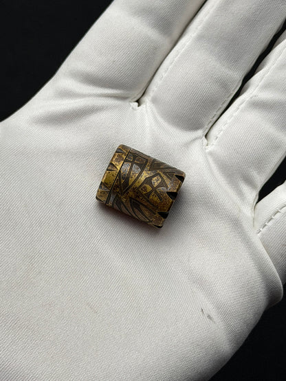Rare Vintage Steel Flame Bronze Full Shield EDC Bead