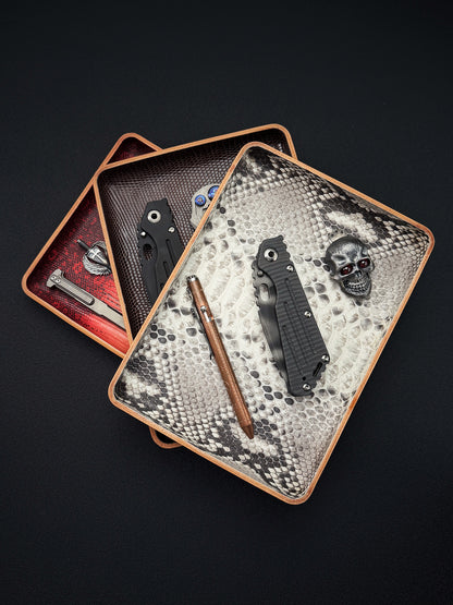 Etsurin Design Rare Leather EDC Handmade Valet Tray – Python Leather Edition
