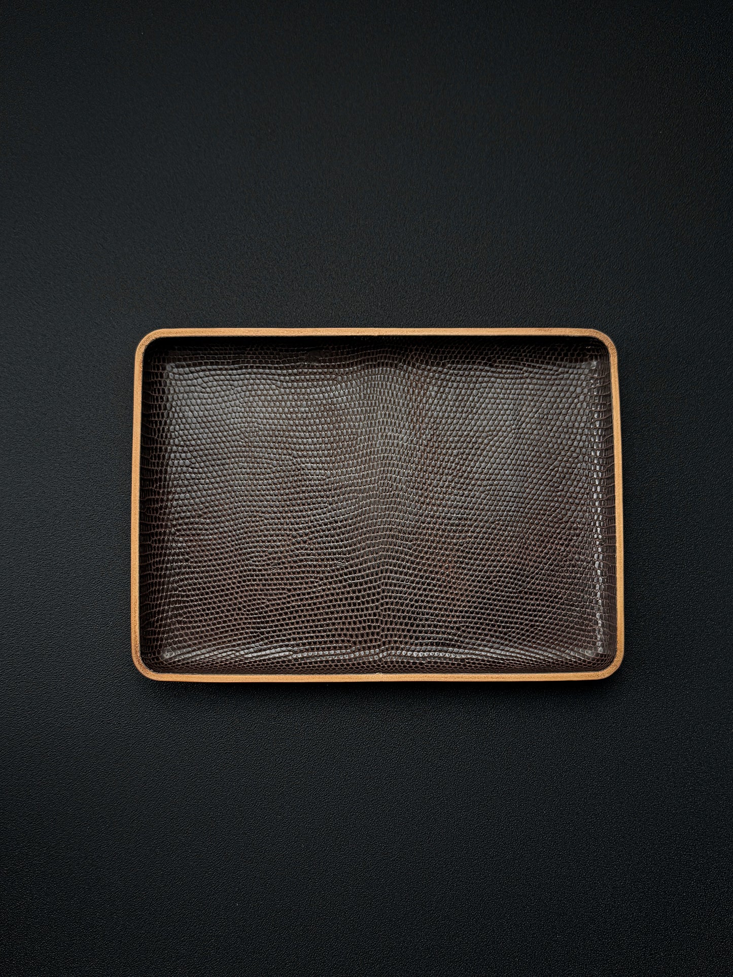 Etsurin Design Rare Leather EDC Handmade Valet Tray – Lizard Leather Edition