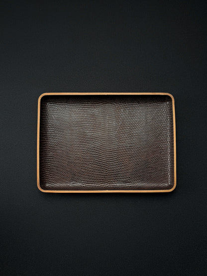 Etsurin Design Rare Leather EDC Handmade Valet Tray – Lizard Leather Edition