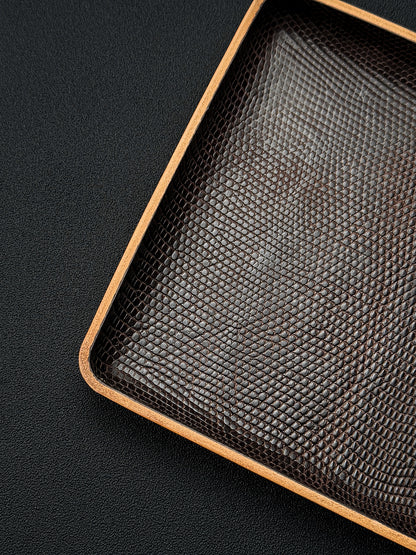 Etsurin Design Rare Leather EDC Handmade Valet Tray – Lizard Leather Edition