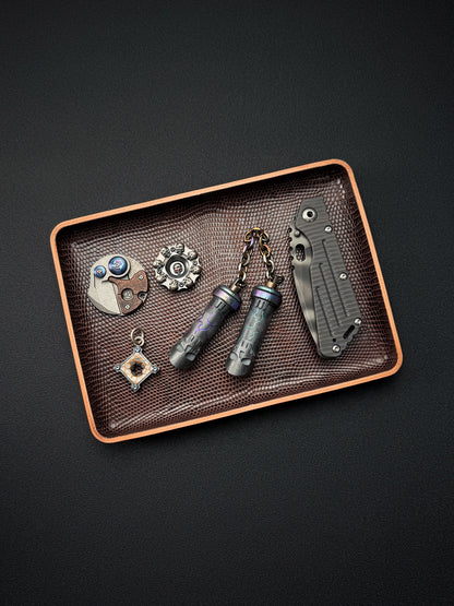 Etsurin Design Rare Leather EDC Handmade Valet Tray – Lizard Leather Edition