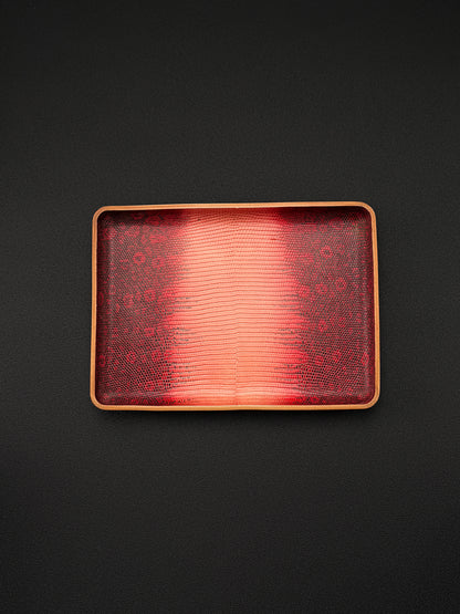 Etsurin Design Rare Leather EDC Handmade Valet Tray – Dark Red Lizard Leather Edition