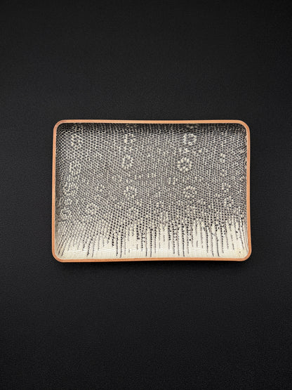 Etsurin Designed Rare Leather EDC Handmade Tray – Moon Ash Lizard Leather