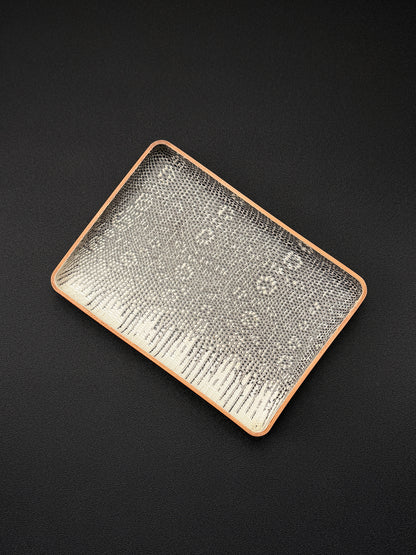 Etsurin Designed Rare Leather EDC Handmade Tray – Moon Ash Lizard Leather