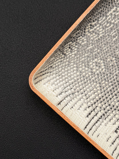 Etsurin Designed Rare Leather EDC Handmade Tray – Moon Ash Lizard Leather