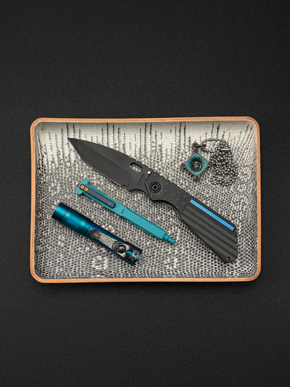 Etsurin Designed Rare Leather EDC Handmade Tray – Moon Ash Lizard Leather