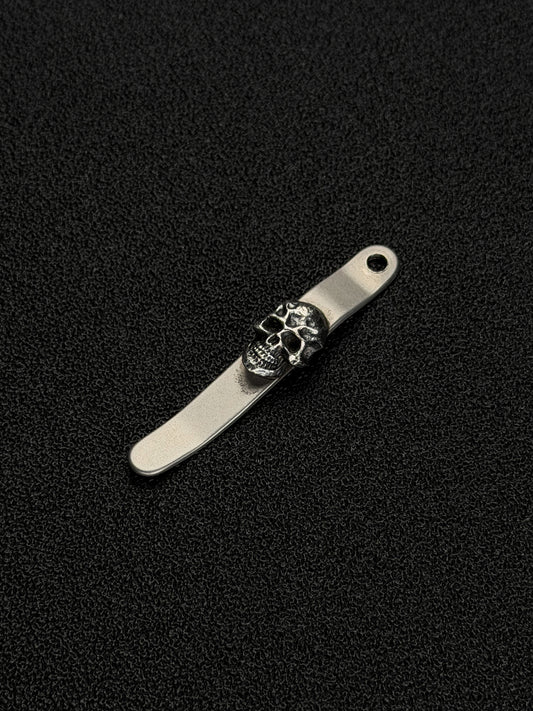 Rare Early Steel Flame x Chris Reeve Collaboration 925 Sterling Silver Dark Skull Pocket Clip
