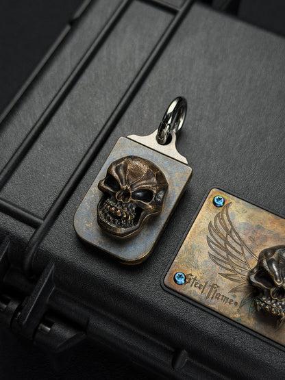 Rare Steel Flame x Classy Raptor Tactical Collaboration Glock Mag Plate XL Hardness Bronze with Titanium Pendant Back Plate