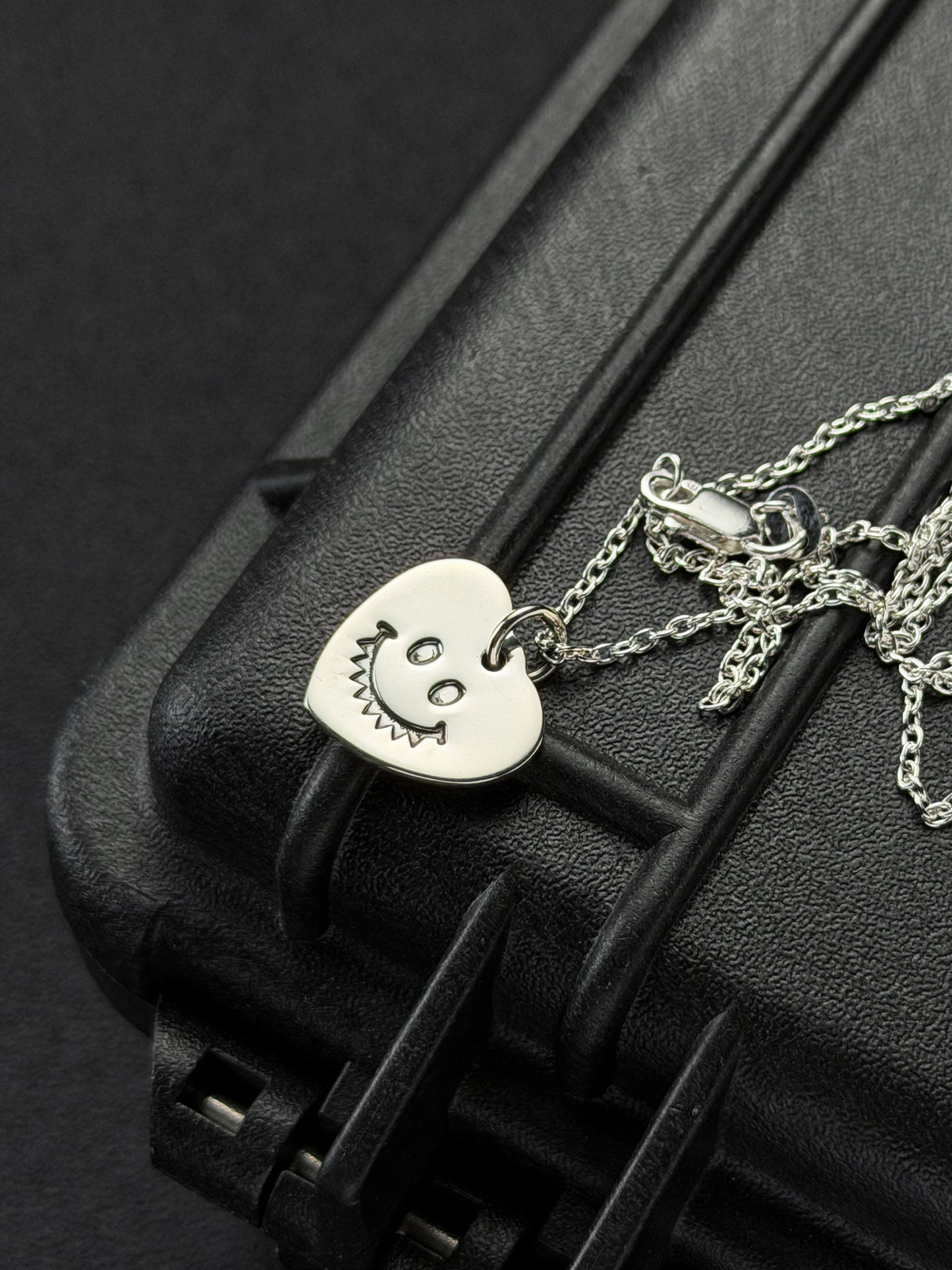 Steel Flame 925 Sterling Silver Smiley Heart Pendant Necklace 16-inch Sterling Silver Chain Made in USA