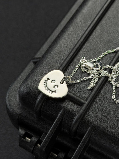 Steel Flame 925 Sterling Silver Smiley Heart Pendant Necklace 16-inch Sterling Silver Chain Made in USA