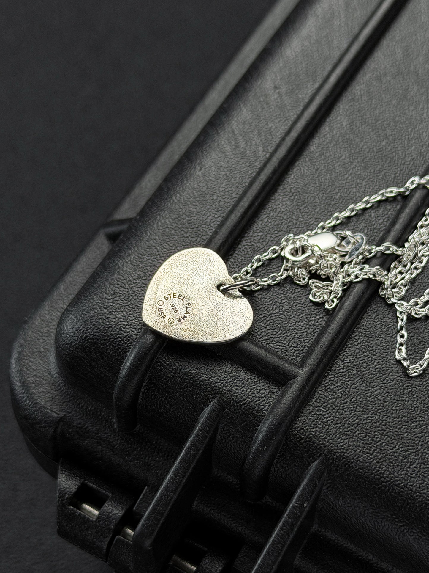 Steel Flame 925 Sterling Silver Smiley Heart Pendant Necklace 16-inch Sterling Silver Chain Made in USA
