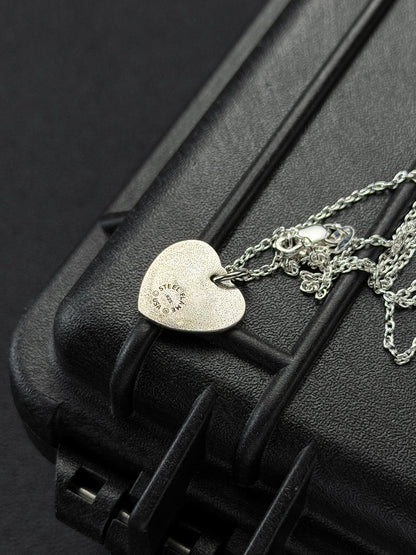 Steel Flame 925 Sterling Silver Smiley Heart Pendant Necklace 16-inch Sterling Silver Chain Made in USA