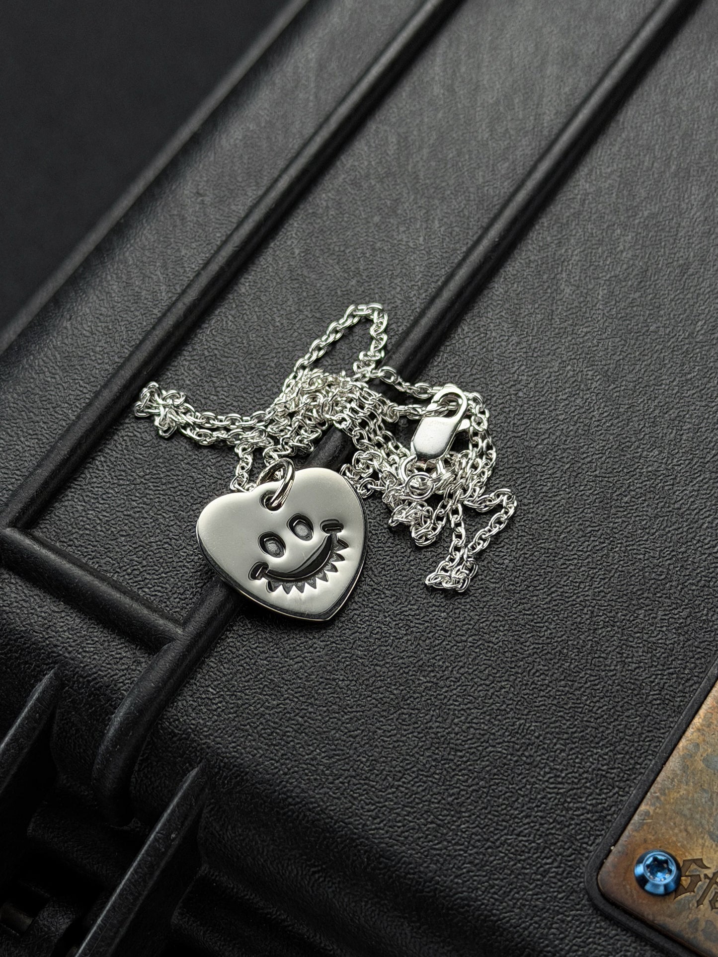 Steel Flame 925 Sterling Silver Smiley Heart Pendant Necklace 16-inch Sterling Silver Chain Made in USA