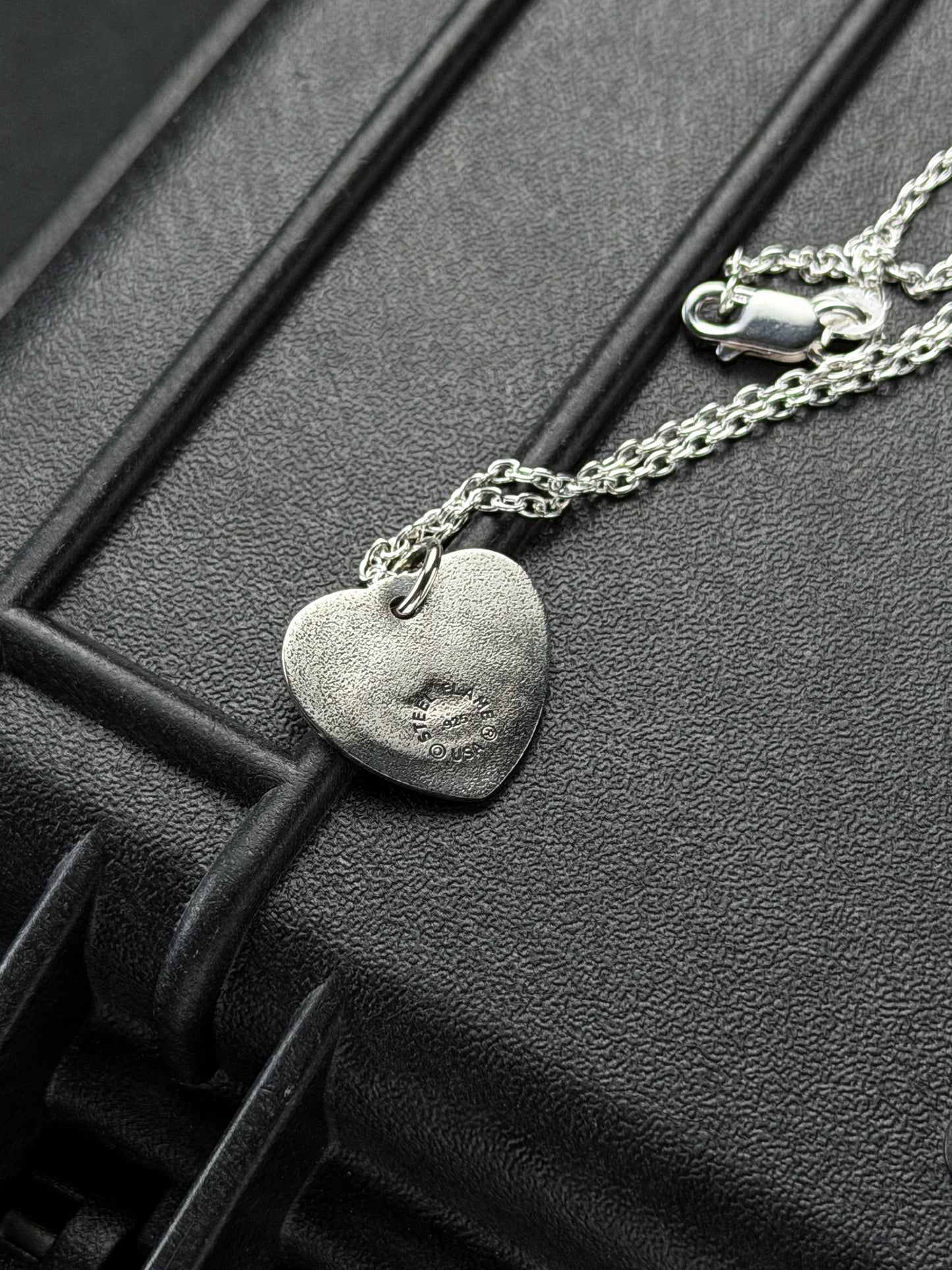 Steel Flame 925 Sterling Silver Smiley Heart Pendant Necklace 16-inch Sterling Silver Chain Made in USA