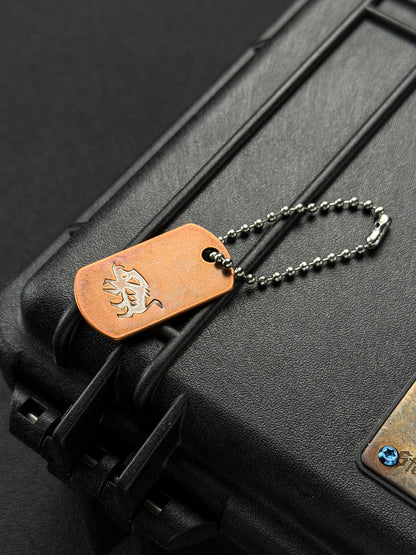 STEEL FLAME Copper Wild Boar Dog Tag Pendant