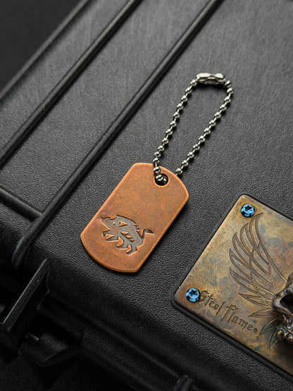 STEEL FLAME Copper Wild Boar Dog Tag Pendant