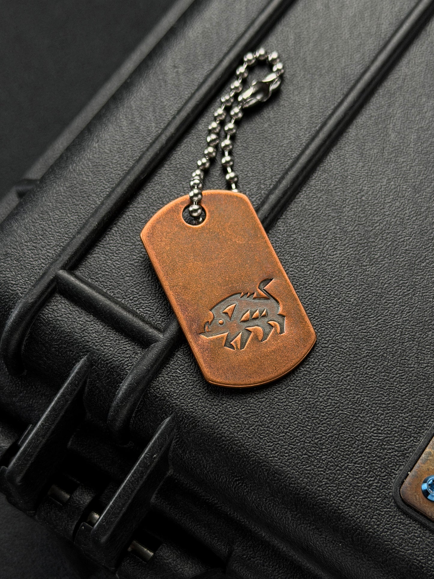 STEEL FLAME Copper Wild Boar Dog Tag Pendant