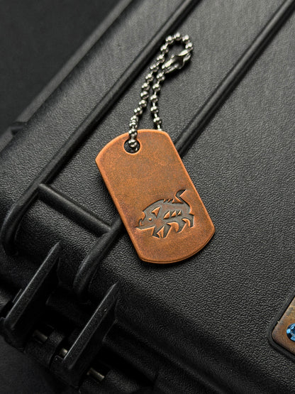 STEEL FLAME Copper Wild Boar Dog Tag Pendant
