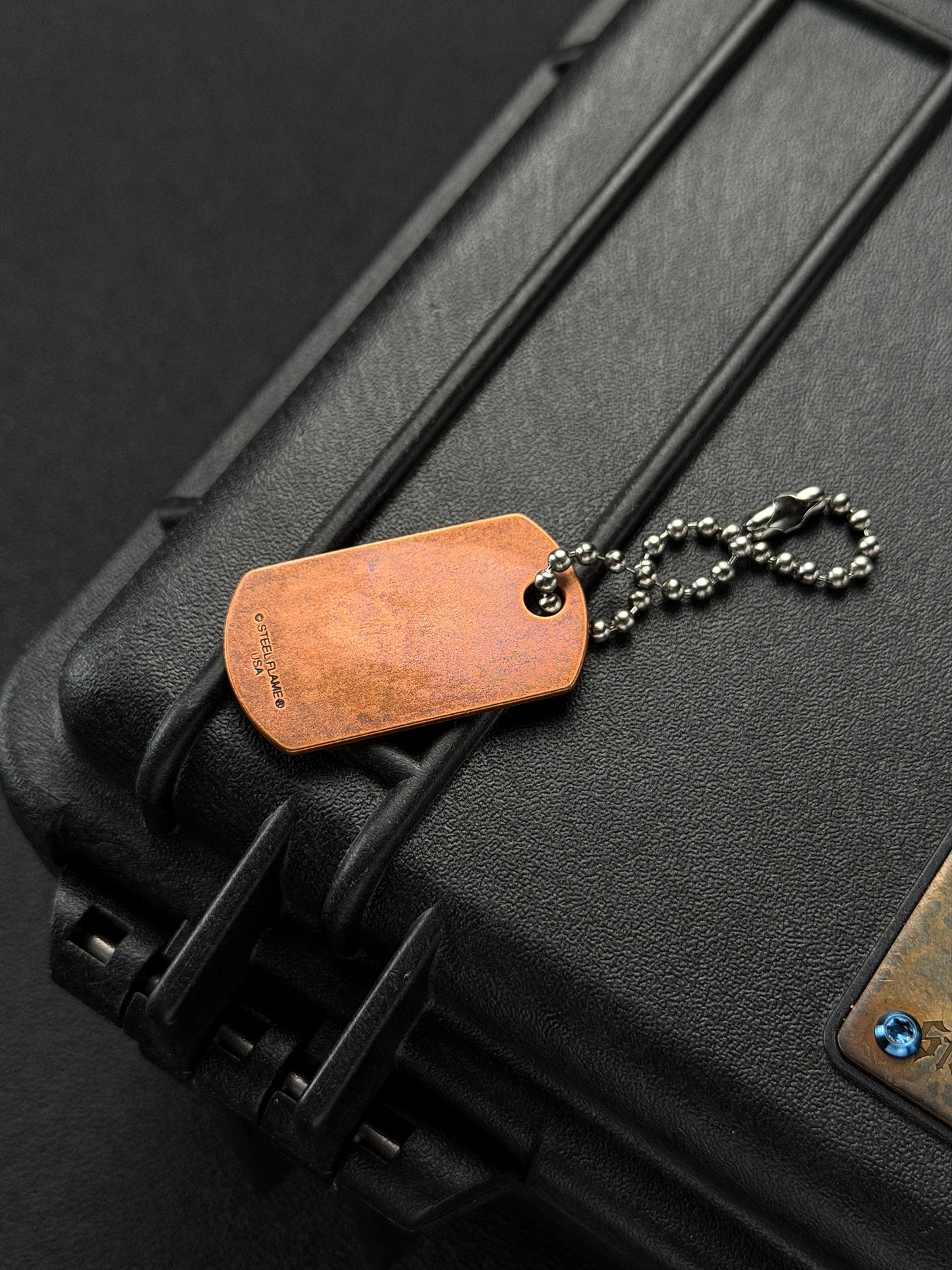 STEEL FLAME Copper Wild Boar Dog Tag Pendant