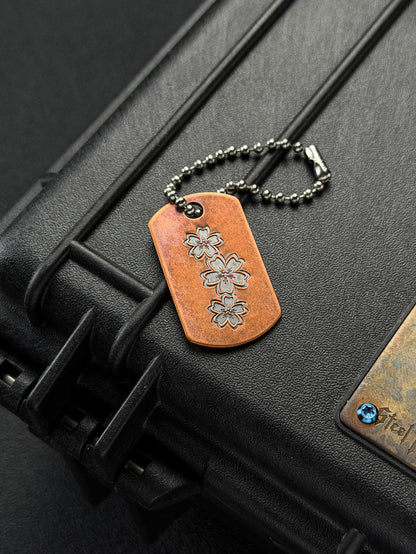 STEEL FLAME 銅製 3桜 ドッグタグ ペンダント
