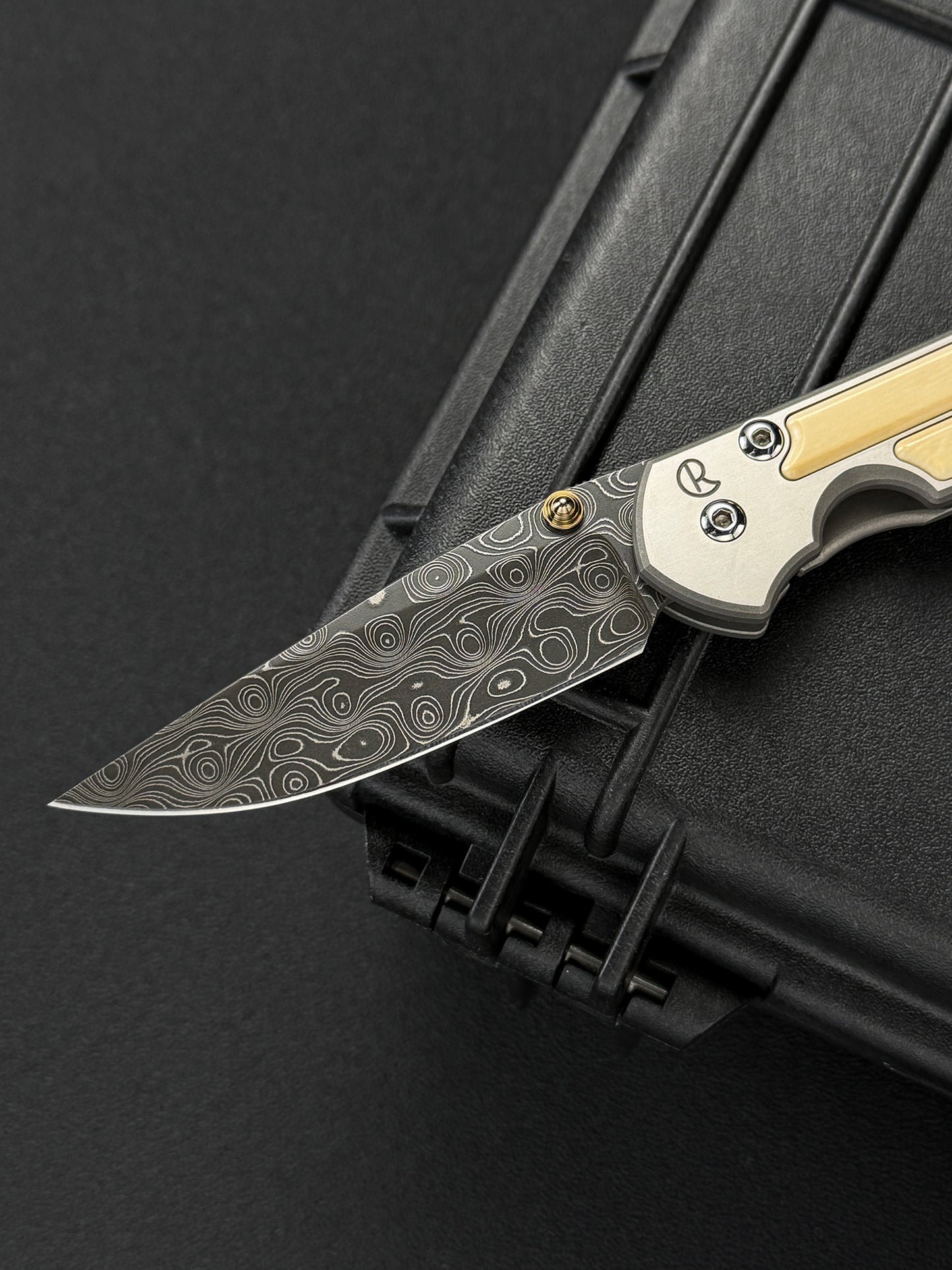 Chris Reeve Knives Small Classic Sebenza Raindrop Damascus Mammoth Ivory Inlay 2004 Model