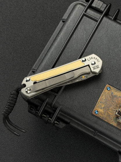 Chris Reeve Knives Small Classic Sebenza Raindrop Damascus Mammoth Ivory Inlay 2004 Model