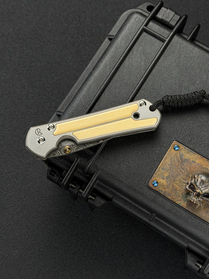 Chris Reeve Knives Small Classic Sebenza Raindrop Damascus Mammoth Ivory Inlay 2004 Model