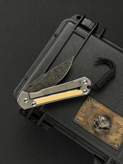 Chris Reeve Knives Small Classic Sebenza Raindrop Damascus Mammoth Ivory Inlay 2004 Model