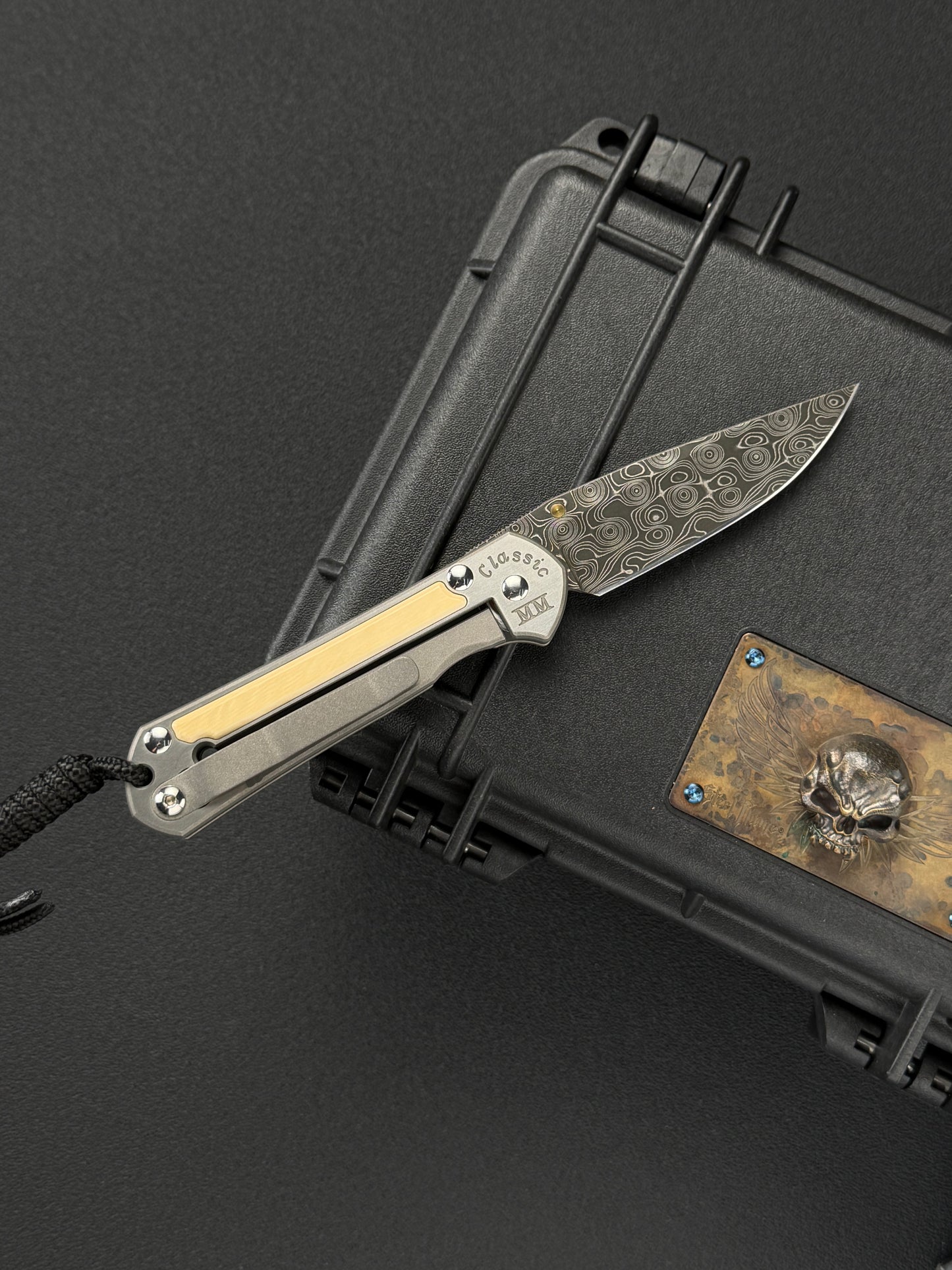 Chris Reeve Knives Small Classic Sebenza Raindrop Damascus Mammoth Ivory Inlay 2004 Model