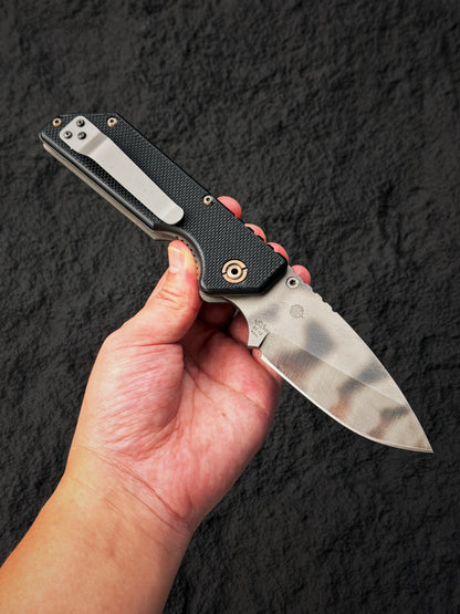 希少 オールドスクール Strider Knives AR Paul Bos フレイムマーク入り｜BG-42鋼・ブラックG10