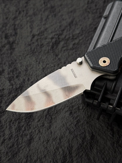 希少 オールドスクール Strider Knives AR Paul Bos フレイムマーク入り｜BG-42鋼・ブラックG10