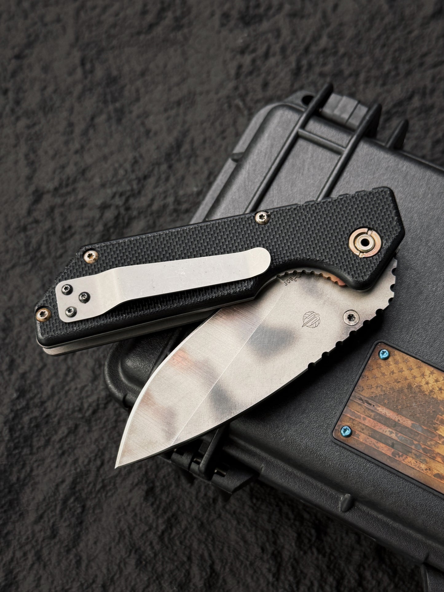 希少 オールドスクール Strider Knives AR Paul Bos フレイムマーク入り｜BG-42鋼・ブラックG10