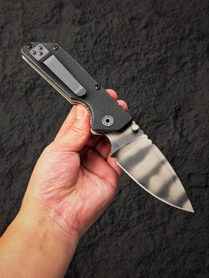 希少 オールドスクール Strider Knives AR Paul Bos フレイムマーク入り｜CPM S30V・ブラックG10