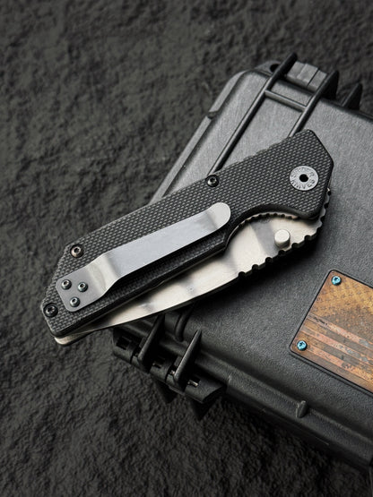 希少 オールドスクール Strider Knives AR Paul Bos フレイムマーク入り｜CPM S30V・ブラックG10